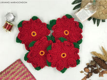 Load image into Gallery viewer, Crochet Poinsettia Coasters