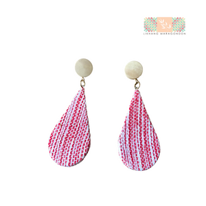 Pear-shaped Earrings with Upcycled Habing Maragondon