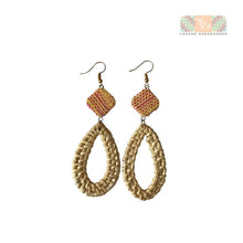 Load image into Gallery viewer, Rattan Earrings with Upcycled Habing Maragondon
