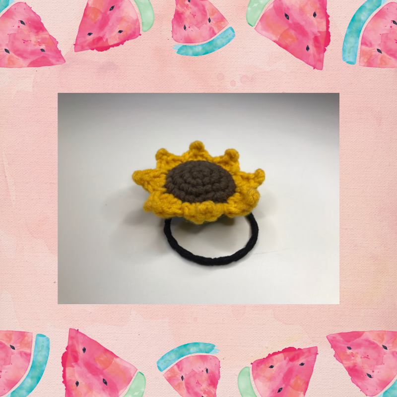 Crochet Sunflower Hairtie